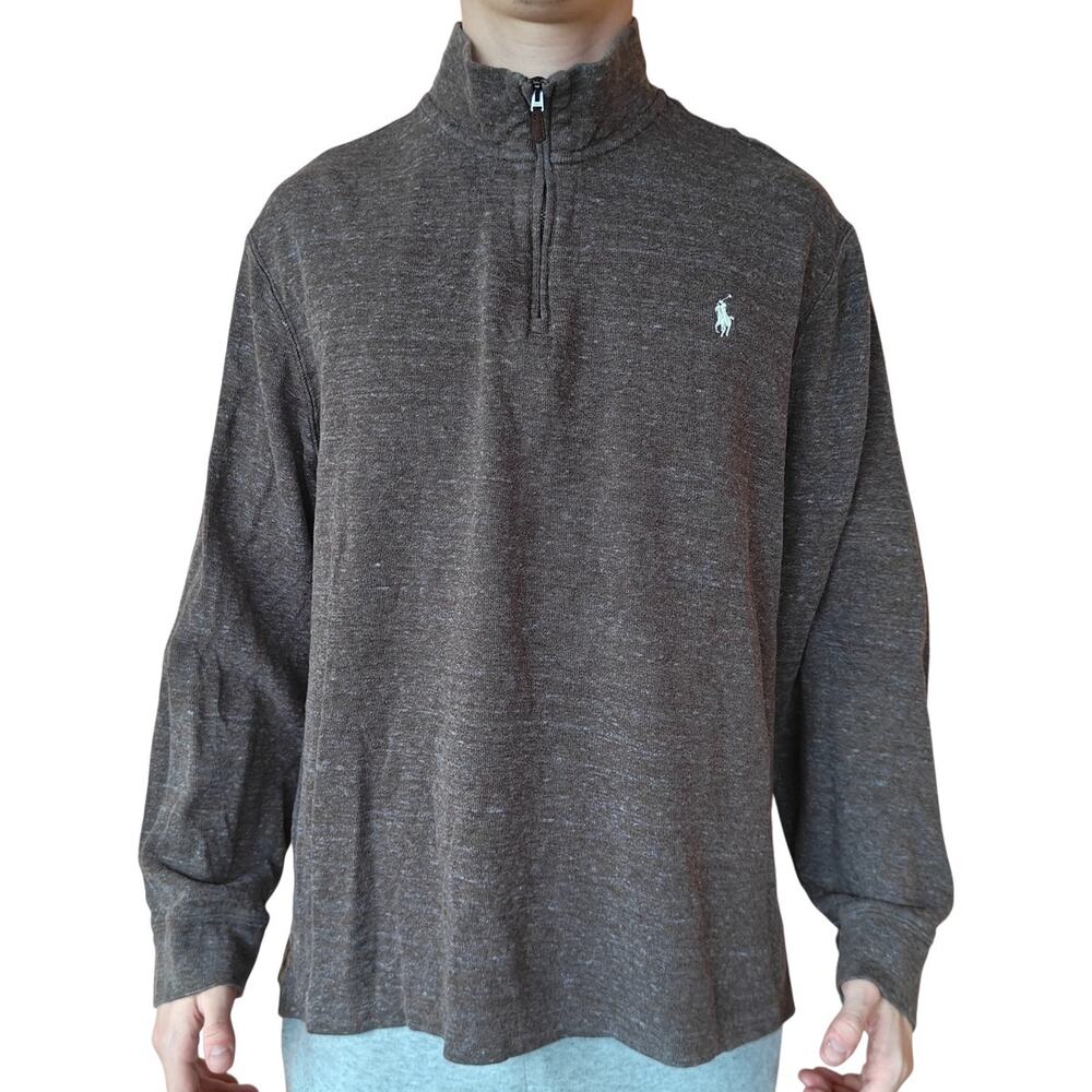 Polo Ralph Lauren Brown Quarter Zip Pullover Sweatshirt Mens XL Estate Rib